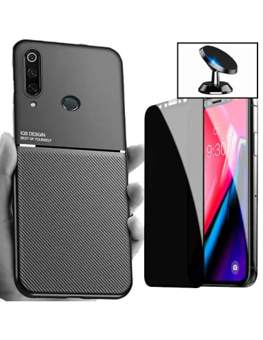 Kit Capa Magnetic Lux + Anti-Spy Vidro Full Cover + Suporte Magnético para Huawei P30 Lite New Edition