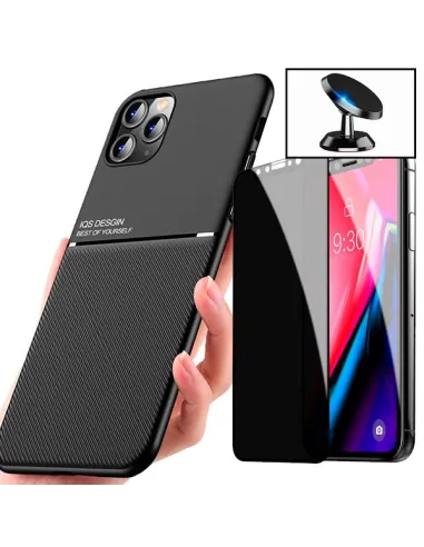 Kit Capa Magnetic Lux + Anti-Spy Vidro Full Cover + Suporte Magnético para iPhone 11