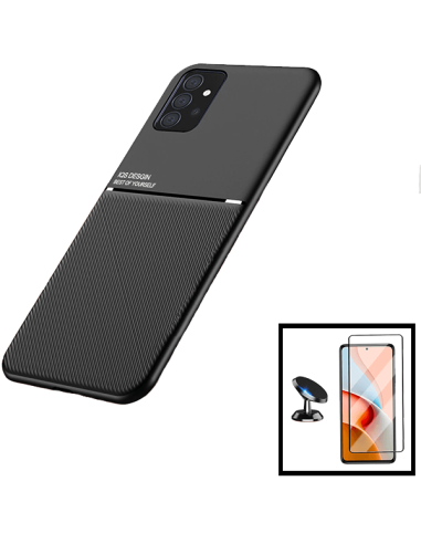 Kit Capa Magnetic Lux + 5D Full Cover + Suporte Magnético de Carro para Samsung Galaxy M32 5G