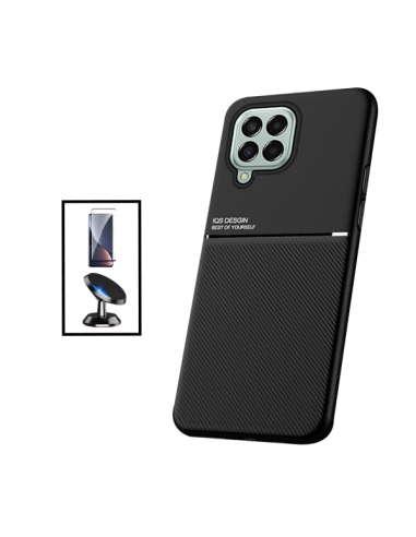 Kit Capa Magnetic Lux + 5D Full Cover + Suporte Magnético de Carro para Samsung Galaxy M53 - Preto