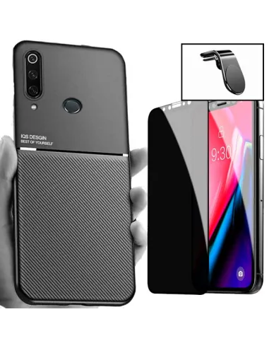 Kit Capa Magnetic Lux + Anti-Spy Vidro Full Cover + Suporte Magnético L para Huawei P30 Lite