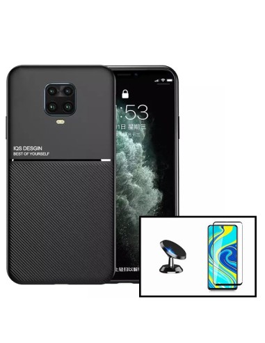 Kit Capa Magnetic Lux + 5D Full Cover + Suporte Magnético de Carro para Xiaomi Poco M2 Pro