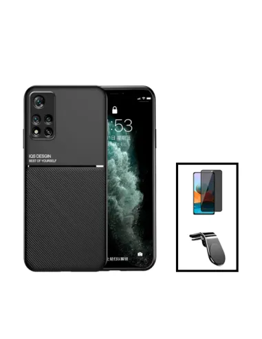 Kit Capa Magnetic Lux + Anti-Spy Vidro Full Cover + Suporte Magnético L para Xiaomi 11i - Preto