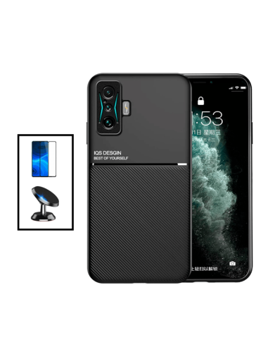 Kit Capa Magnetic Lux + 5D Full Cover + Suporte Magnético de Carro para Xiaomi Redmi K50 Gaming - Preto