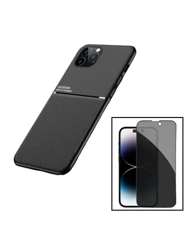 Kit Capa Magnetic Lux + Anti-Spy Vidro Full Cover para Apple iPhone 15 - Preto