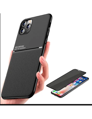 Kit Capa Magnetic Lux + Anti-Spy Vidro Full Cover para Huawei P Smart 2019