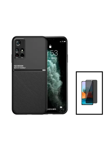 Kit Capa Magnetic Lux + Anti-Spy Vidro Full Cover para Xiaomi Poco M4 Pro - Preto