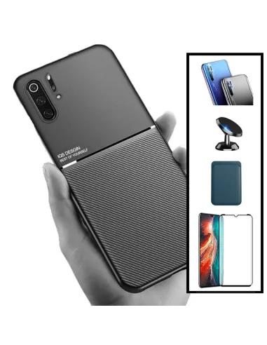 Kit Capa Magnetic Lux + Magnetic Wallet Azul + Vidro + Película de Câmara + Suporte Magnético para Huawei P30 Pro