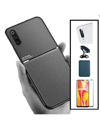 Kit Capa Magnetic Lux + Magnetic Wallet Azul + Vidro + Película de Câmara + Suporte Magnético para Samsung Galaxy A50s