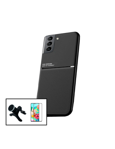 Kit Capa Magnetic Lux + 5D Full Cover + Suporte Magnético de Carro Reforçado para Samsung Galaxy S21