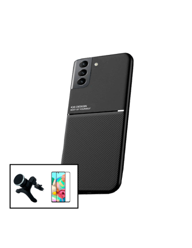 Kit Capa Magnetic Lux + 5D Full Cover + Suporte Magnético de Carro Reforçado para Samsung Galaxy S21 5G
