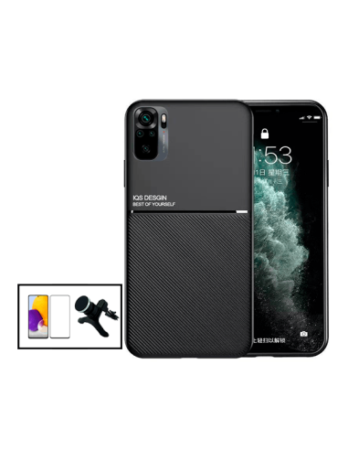 Kit Capa Magnetic Lux + 5D Full Cover + Suporte Magnético de Carro Reforçado para Xiaomi Redmi 10