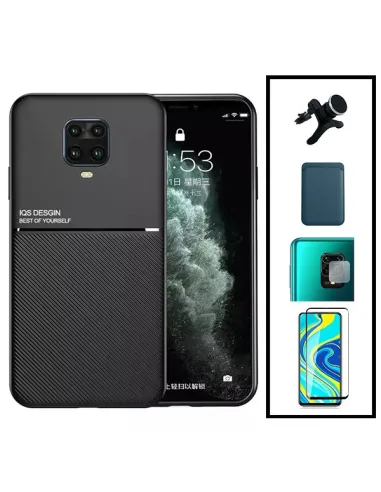 Kit Capa Magnetic Lux + Magn Wallet Azul + Vidro + Película de Câmara + Sup Reforçado para Xiaomi Poco M2 Pro