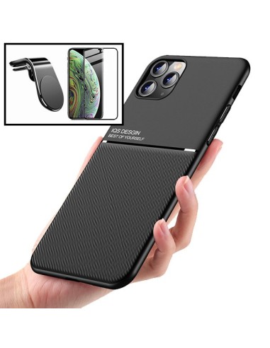 Kit Capa Magnetic Lux + 5D Full Cover + Suporte Magnético L Safe Driving para iPhone 13 Pro