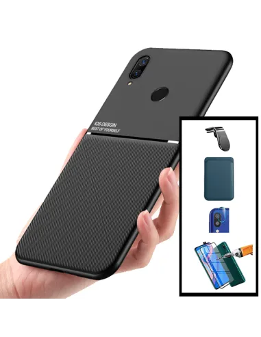 Kit Capa Magnetic Lux + Magnetic Wallet Azul + Vidro + Película de Câmara + Suporte L para Huawei P Smart Z