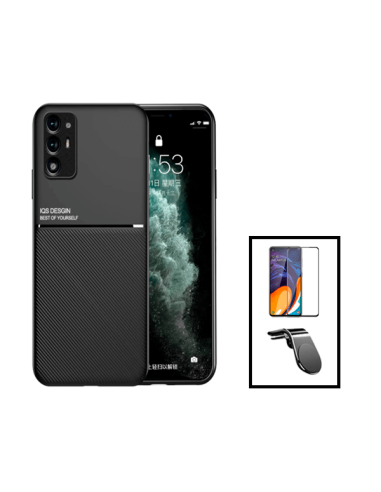 Kit Capa Magnetic Lux + 5D Full Cover + Suporte Magnético L Safe Driving para Oppo A94 5G - Preto