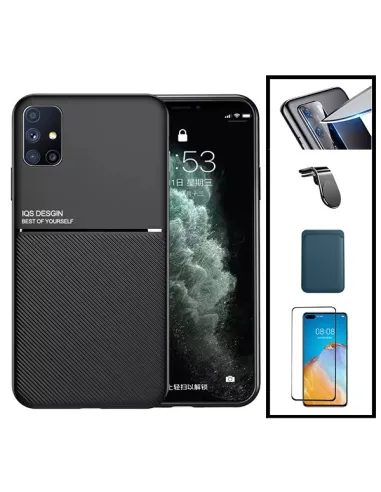 Kit Capa Magnetic Lux + Magnetic Wallet Azul + Vidro + Película de Câmara + Suporte L para Huawei P40 Lite