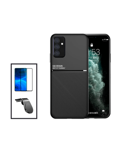 Kit Capa Magnetic Lux + 5D Full Cover + Suporte Magnético L Safe Driving para Samsung Galaxy A04s - Preto