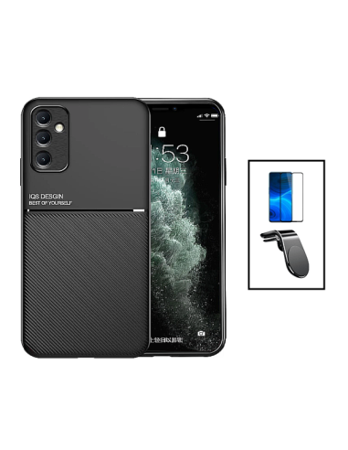 Kit Capa Magnetic Lux + 5D Full Cover + Suporte Magnético L Safe Driving para Samsung Galaxy A14 - Preto