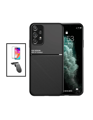 Kit Capa Magnetic Lux + 5D Full Cover + Suporte Magnético L Safe Driving para Samsung Galaxy A33 5G - Preto