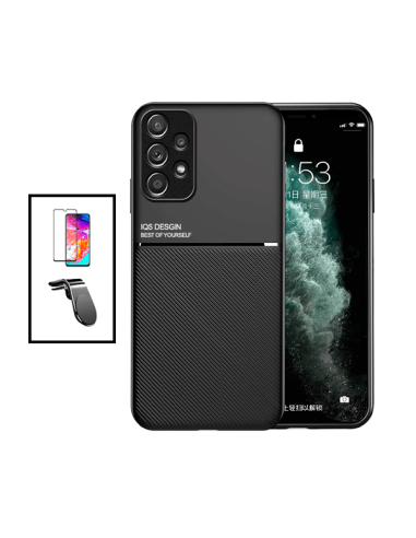 Kit Capa Magnetic Lux + 5D Full Cover + Suporte Magnético L Safe Driving para Samsung Galaxy A53 5G - Preto