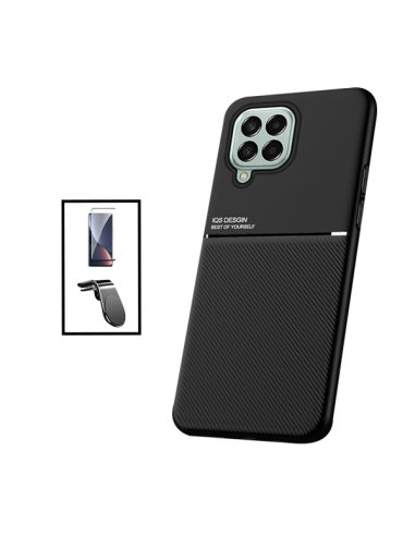 Kit Capa Magnetic Lux + 5D Full Cover + Suporte Magnético L Safe Driving para Samsung Galaxy M53 - Preto