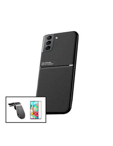 Kit Capa Magnetic Lux + 5D Full Cover + Suporte Magnético L Safe Driving para Samsung Galaxy S21+ 5G