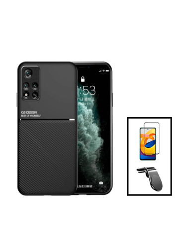 Kit Capa Magnetic Lux + 5D Full Cover + Suporte Magnético L Safe Driving para Xiaomi 11i HyperCharge - Preto