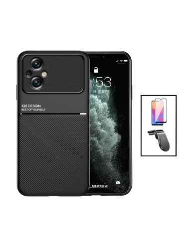 Kit Capa Magnetic Lux + 5D Full Cover + Suporte Magnético L Safe Driving para Xiaomi Poco M5 - Preto