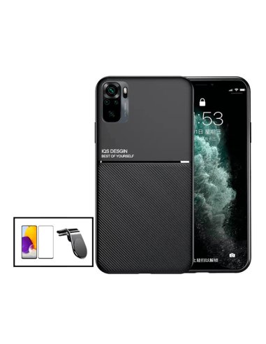 Kit Capa Magnetic Lux + 5D Full Cover + Suporte Magnético L Safe Driving para Xiaomi Redmi 10 2022