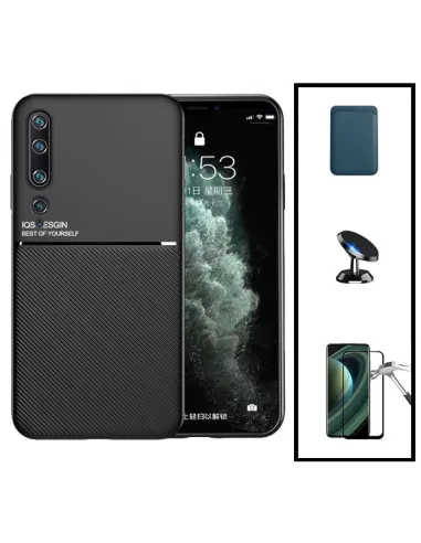 Kit Capa Magnetic Lux + Magnetic Wallet Azul + Vidro Full Cover + Suporte Magnético para Xiaomi Mi 10 Pro 5G