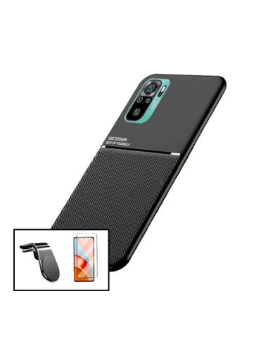 Kit Capa Magnetic Lux + 5D Full Cover + Suporte Magnético L Safe Driving para Xiaomi Redmi Note 10