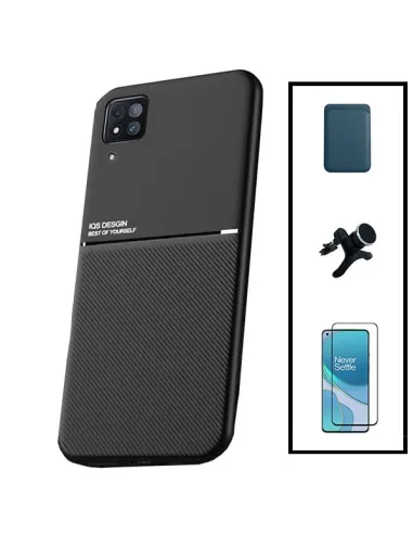 Kit Capa Magnetic Lux + Magnetic Wallet Azul + Vidro + Suporte Magnético Reforçado para Huawei P40 Lite