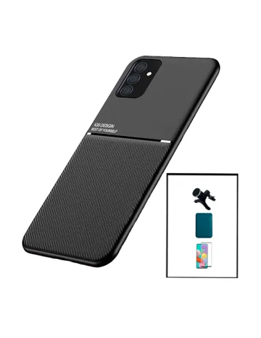 Kit Capa Magnetic Lux + Magnetic Wallet Azul + Vidro + Suporte Magnético Reforçado para Samsung Galaxy M52 5G