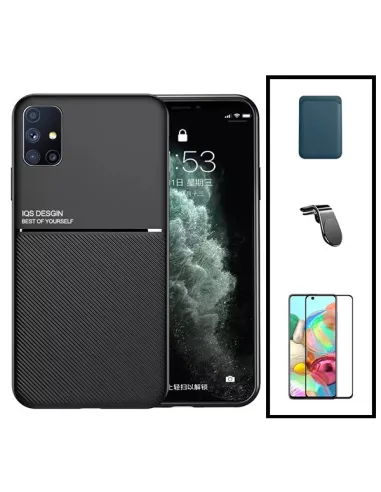 Kit Capa Magnetic Lux + Magnetic Wallet Azul + Vidro Full Cover + Suporte Magnético L para Huawei P40 Pro