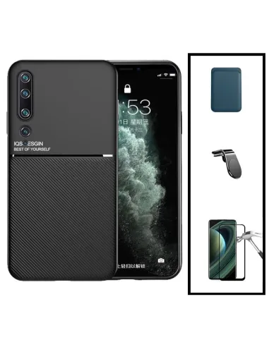 Kit Capa Magnetic Lux + Magnetic Wallet Azul + Vidro Full Cover + Suporte Magnético L para Xiaomi Mi 10 Pro 5G