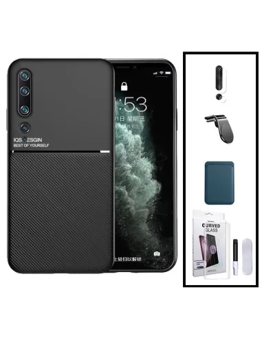 Kit Capa Magnetic Lux + Magnetic Wallet Azul + UV + Película de Câmara + Suporte Magnético L para Xiaomi Mi 10 Pro 5G