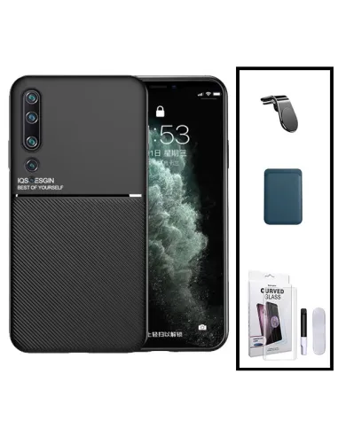 Kit Capa Magnetic Lux + Magnetic Wallet Azul + Película Curved UV + Suporte Magnético L para Xiaomi Mi 10 Pro 5G