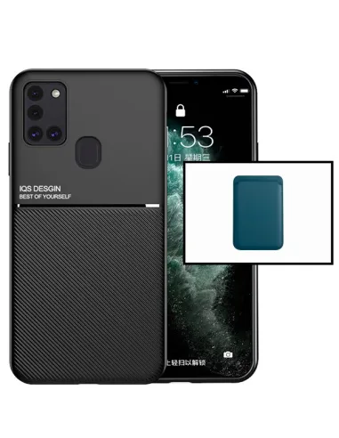 Kit Capa Magnetic Lux + Magnetic Wallet Azul para Samsung Galaxy M30s