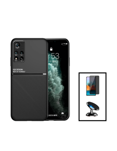 Kit Capa Magnetic Lux + Anti-Spy 5D Full Cover + Suporte Magnético de Carro para Xiaomi 11i - Preto