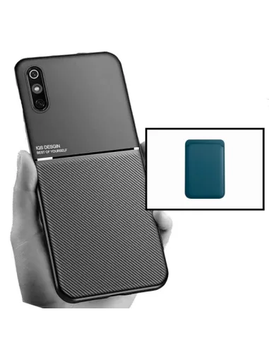 Kit Capa Magnetic Lux + Magnetic Wallet Azul para Xiaomi Redmi 9A Sport