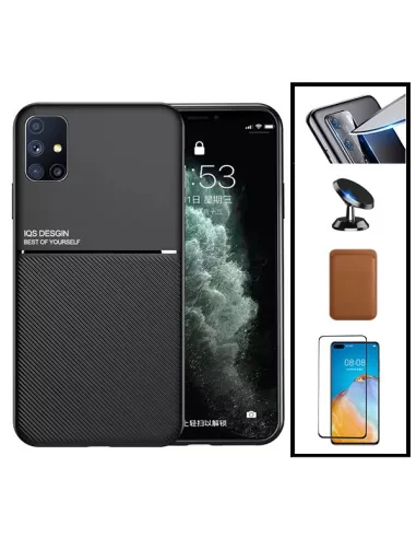 Kit Capa Magnetic Lux + Magn Wallet Castanho + Vidro + Película de Câmara + Suporte Magnético para Huawei P40 Pro