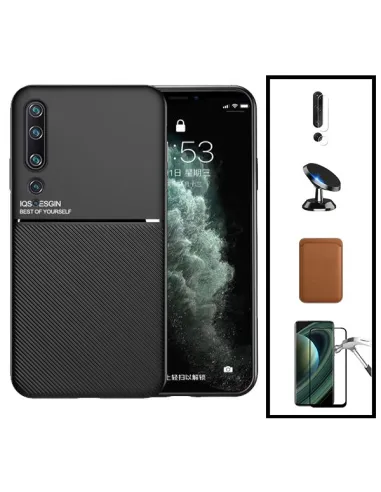 Kit Capa Magnetic Lux + Magn Wallet Castanho + Vidro + Película de Câmara + Suporte Magnético para Xiaomi Mi 10 Pro 5G