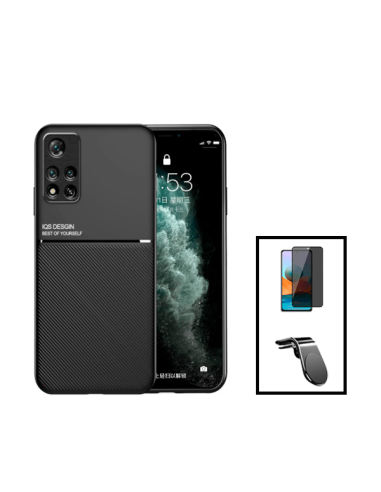 Kit Capa Magnetic Lux + Anti-Spy 5D Full Cover + Suporte Magnético L Safe Driving para Xiaomi 11i - Preto