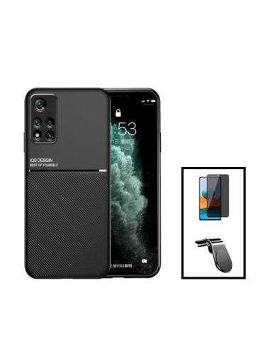 Kit Capa Magnetic Lux + Anti-Spy 5D Full Cover + Suporte Magnético L Safe Driving para Xiaomi 11i HyperCharge - Preto