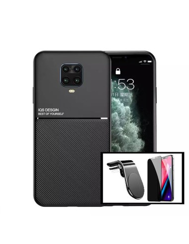 Kit Capa Magnetic Lux + Anti-Spy 5D Full Cover + Suporte Magnético L Safe Driving para Xiaomi Redmi Note 9 Pro