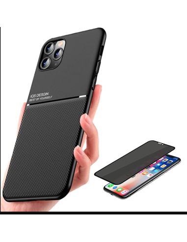 Kit Capa Magnetic Lux + Anti-Spy 5D Full Cover para Huawei P30 Lite New Edition