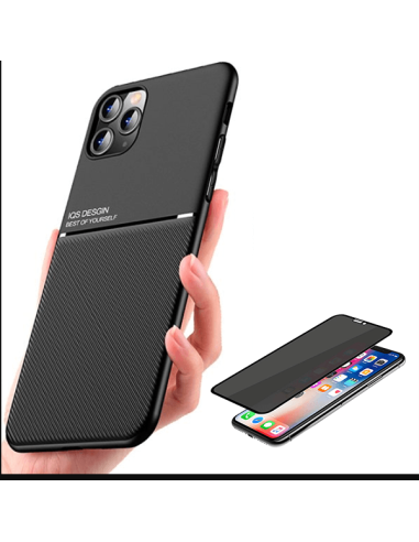 Kit Capa Magnetic Lux + Anti-Spy 5D Full Cover para iPhone 11 Pro