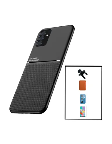 Kit Capa Magnetic Lux + Magn Wallet Castanho + Vidro + P. de Câmara + Sup Magn Reforçado para Samsung Galaxy M52 5G