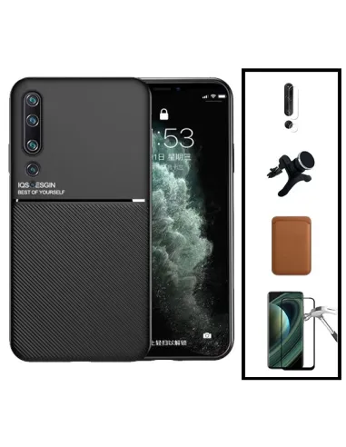 Kit Capa Magnetic Lux + Magn Wallet Castanho + Vidro + P. de Câmara + Sup Magn Reforçado para Xiaomi Mi 10 5G